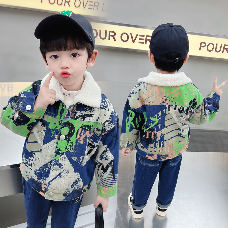 Baby Clothing Drawing - Çocuklar Bebek Sıcak Denim Ceket Parka