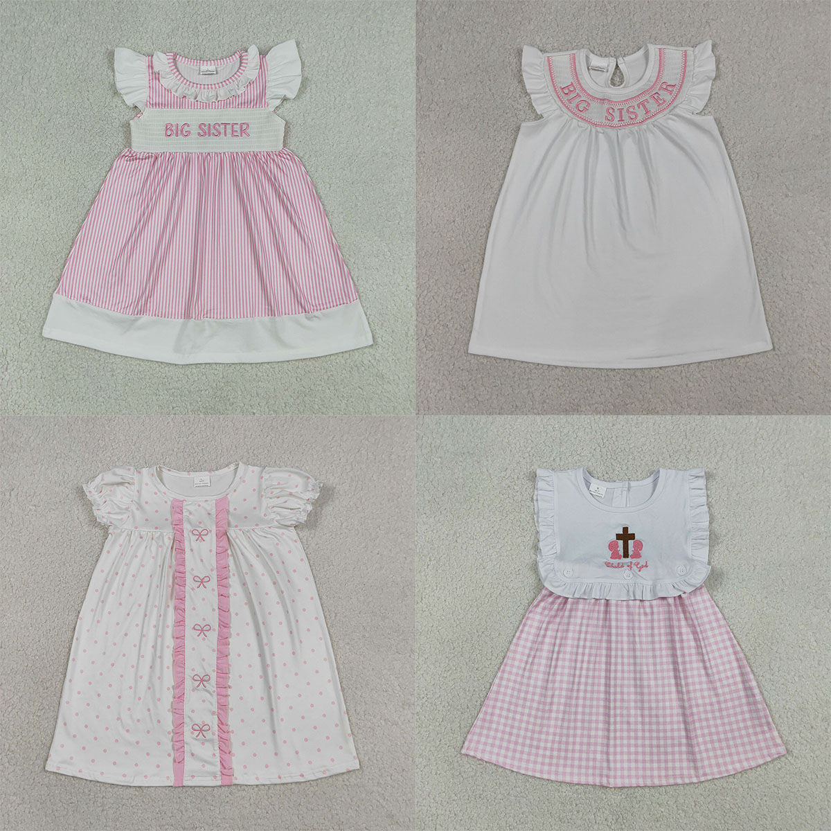 Baby Clothing Wholesale - Moda Rahat Bebek Kız Giysileri Smocked