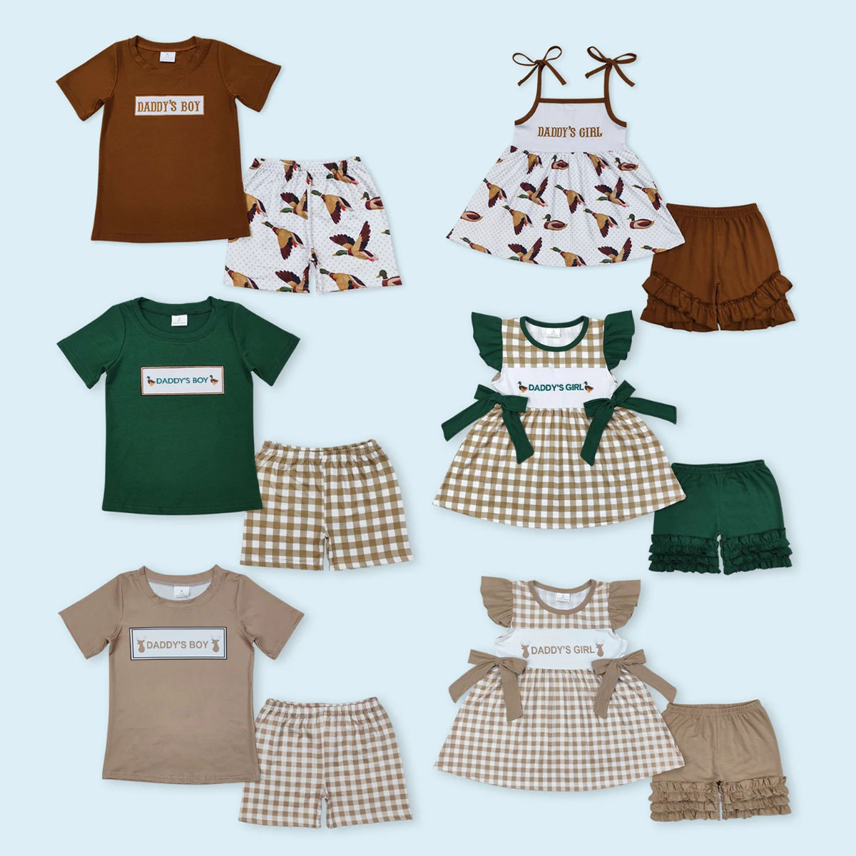 Baby Clothing Wholesale - Yaz Kardeş Bebek Kız Babanın Üst