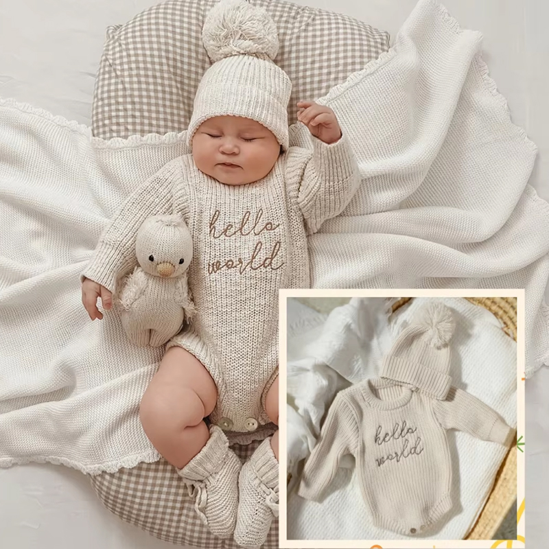 Baby Clothing Sets Boy - Ylsteed Merhaba Dünya Örgü Yenidoğan Fotoğraf
