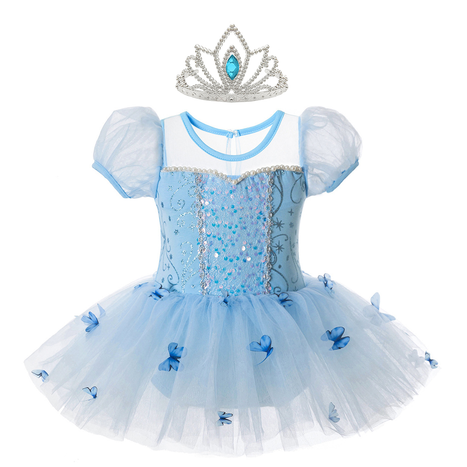Baby Clothing Sizes - Cinderella Dans Elbise Kız Kelebek Aplike